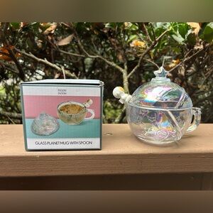 Iridescent Glass Planet Mug with Spoon